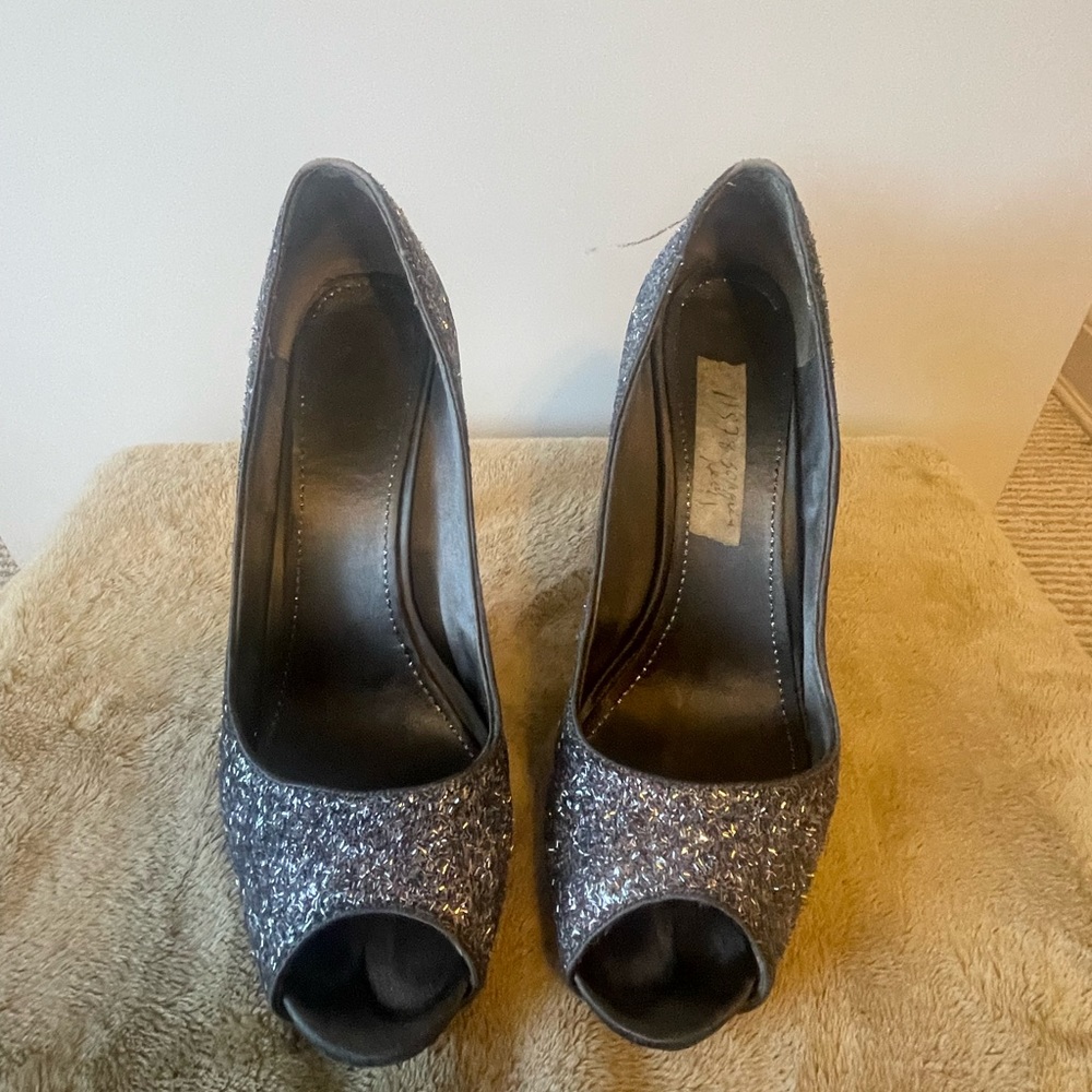 Silver glitter dress heels